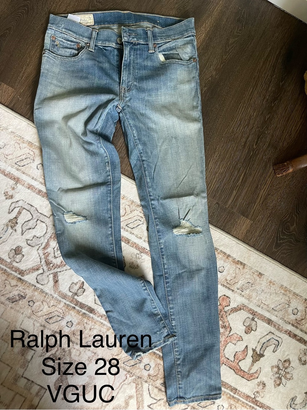 Ralph Lauren Slim Distressed Light Blue Skinny Jeans